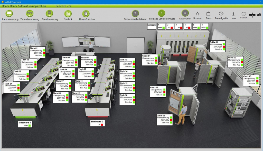 Raumbeispiel mit learn cubix erfi gruen Screen+Beschriftung 1785