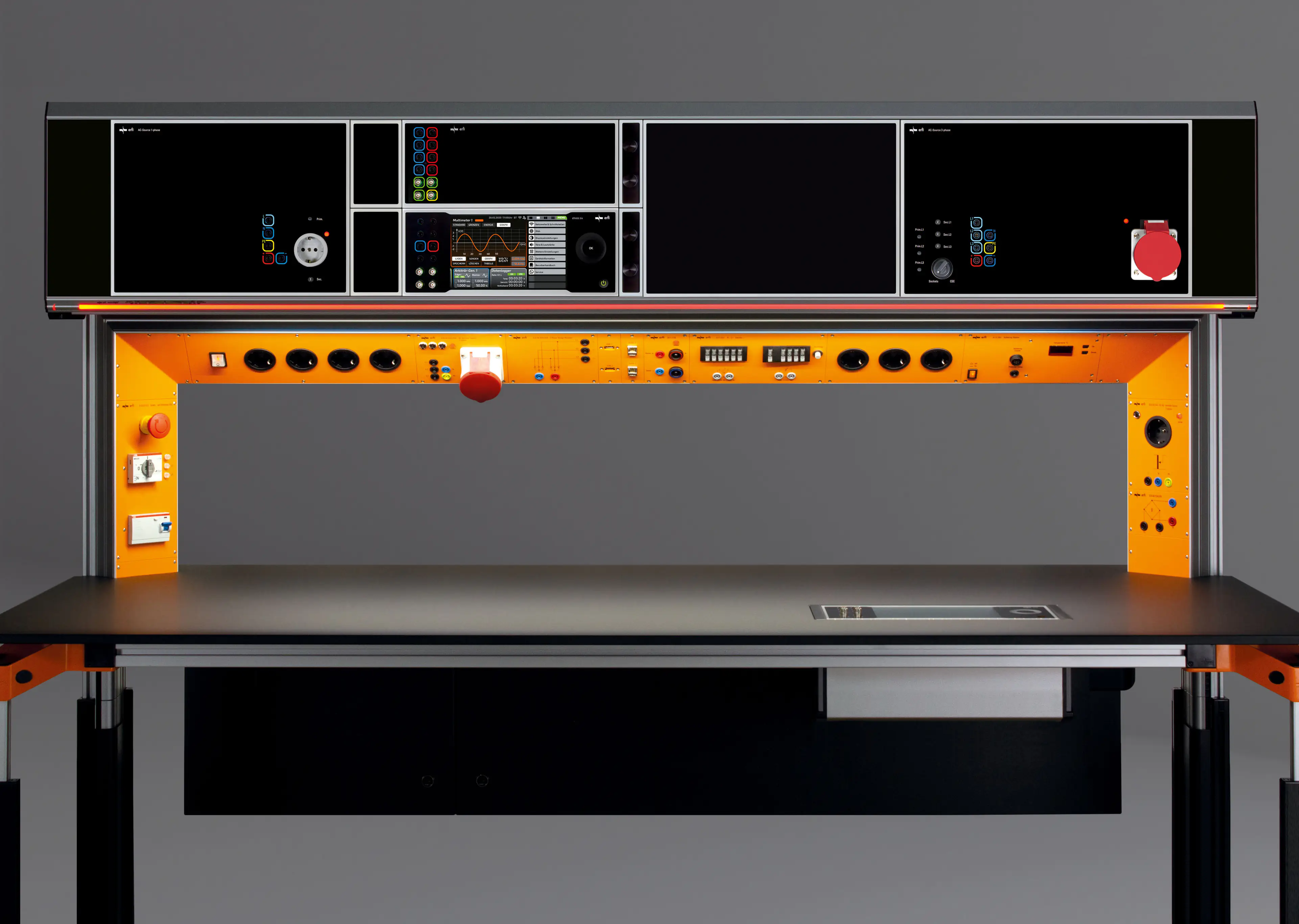 3_Cockpittisch_6HE_black_edition_Bridge_orange_frontal-scaled